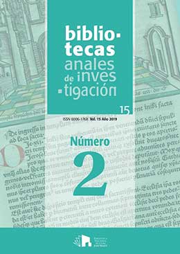 					Ver Vol. 15 Núm. 2 (2019): Bibliotecas. Anales de Investigación
				